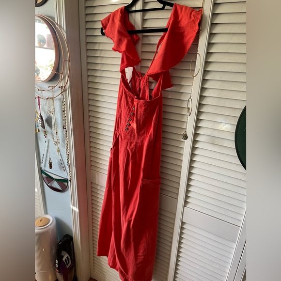 Anthropologie Red Denim Midi Dress - Picture 3 of 10